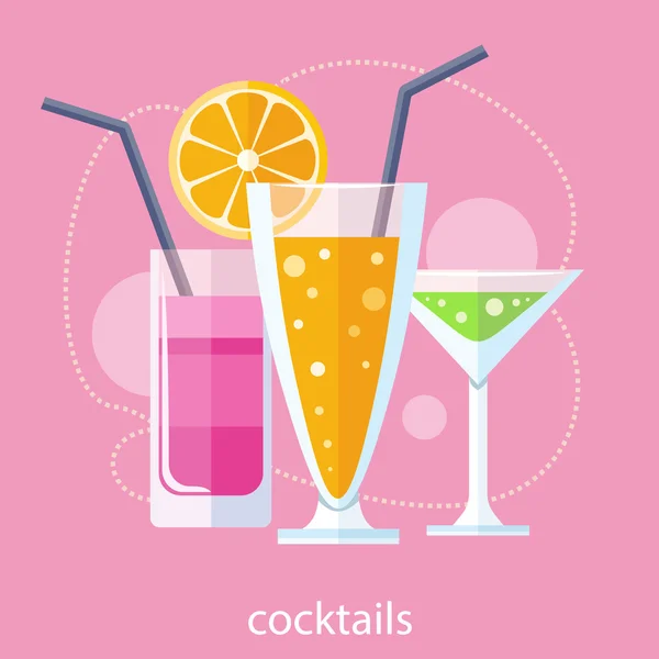 Set of alcoholic cocktails — Stock Vector