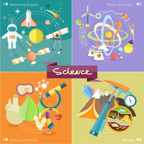 Chemistry, physics, biology — Stock Vector