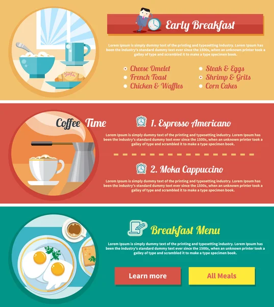 Iconos concepto de hora de desayuno — Vector de stock