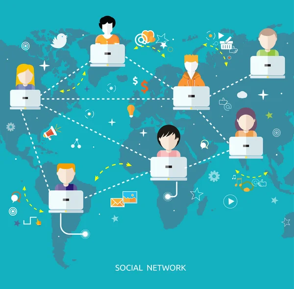 Konsep koneksi jaringan media sosial - Stok Vektor