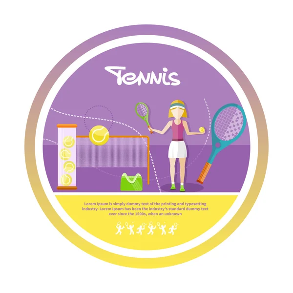 スポーティな女の子テニス ラケットで — ストックベクタ