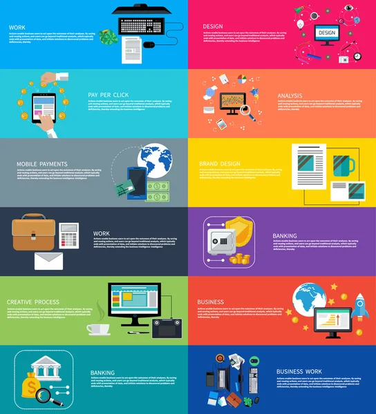 Icônes définir des bannières pour les entreprises — Image vectorielle