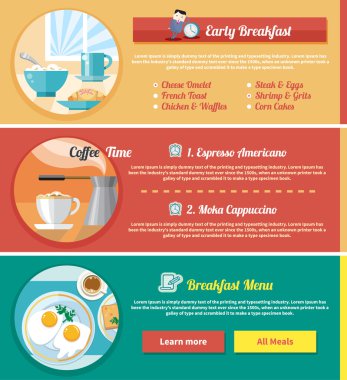 Kahvaltı saat kavramı simgeler