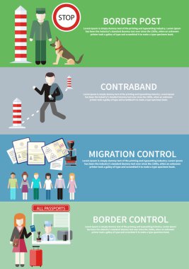 Contraband, border control, post and migration clipart