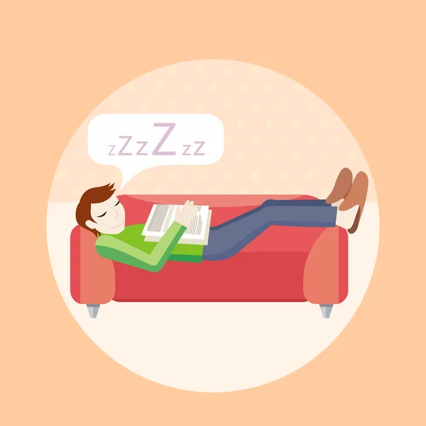 Homme dormant sur canapé — Image vectorielle