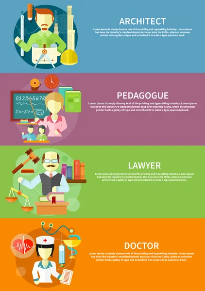 Arquitecto, abogado, médico y pedagogo — Vector de stock