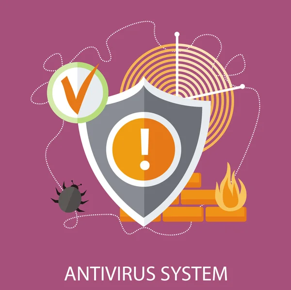 盾防病毒软件。防病毒系统 — 图库矢量图片