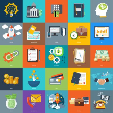 İş kavramları afişler kümesi