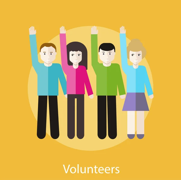 Volunteer Group Raising Hands — Stock Vector