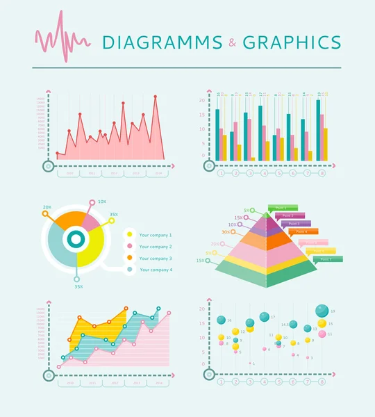 Infografische Set-Elemente, Grafiken und Diagramme, Diagramme — Stockvektor