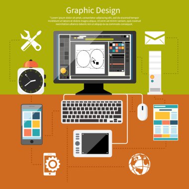 Grafik tasarım ve tasarımcı araçları kavramı