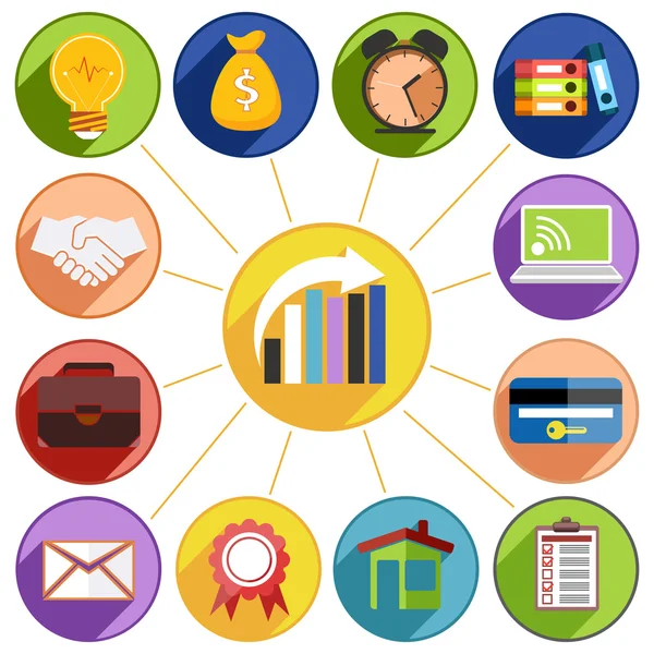 Business management and data analytics icon set — Stock Vector