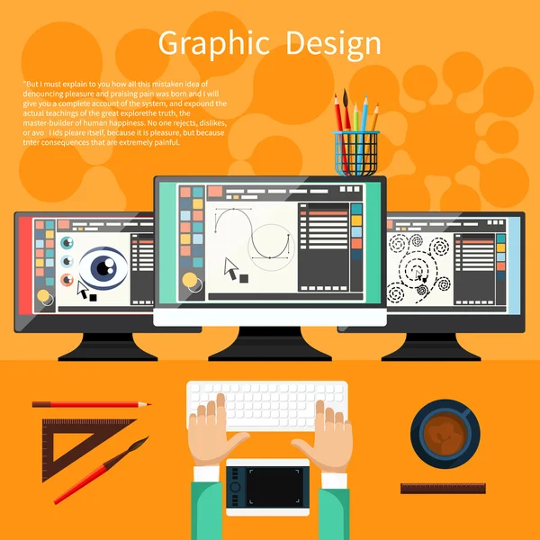 Concepto de diseño gráfico y herramientas de diseño — Vector de stock