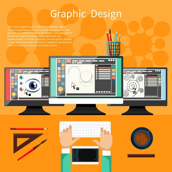 Design gráfico e conceito de ferramentas de designer — Vetor de Stock