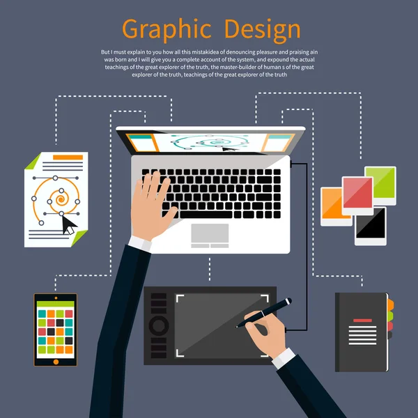 Concepto de diseño gráfico y herramientas de diseño — Vector de stock