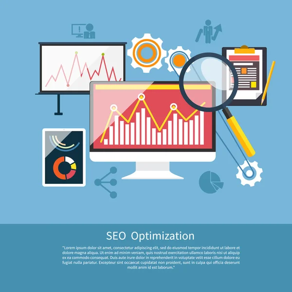 Optimización SEO, proceso de programación — Vector de stock