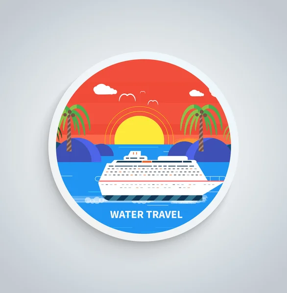 Kreuzfahrtschiff und klares blaues Wasser. Wassertourismus — Stockvektor