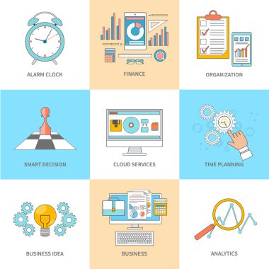 İş ince çizgi ikonları/simgeleri