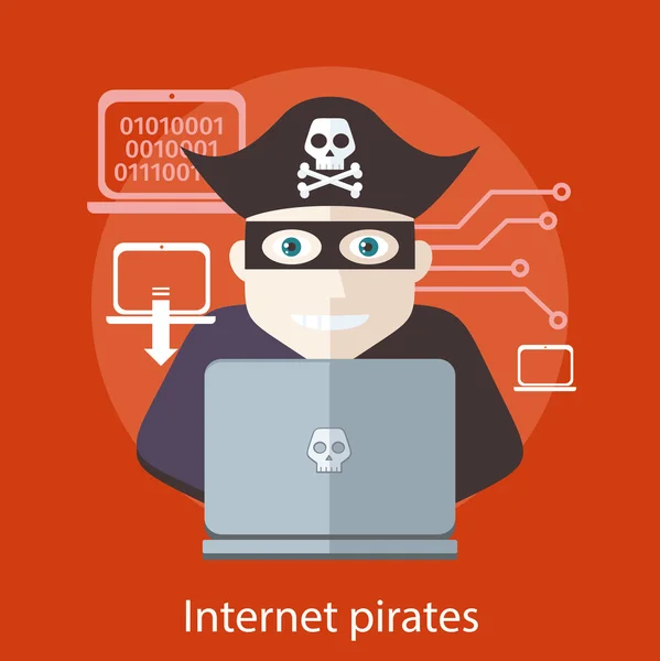 Koncepcja internetowych piratów — Wektor stockowy