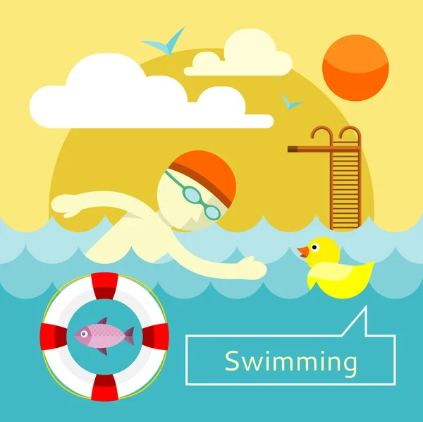 Concepto de natación — Vector de stock