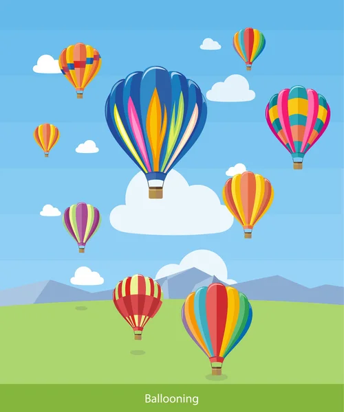 Hot Air Balloons Flying — Stock Vector