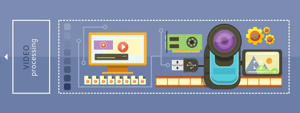 Conceito de processamento de vídeo — Vetor de Stock