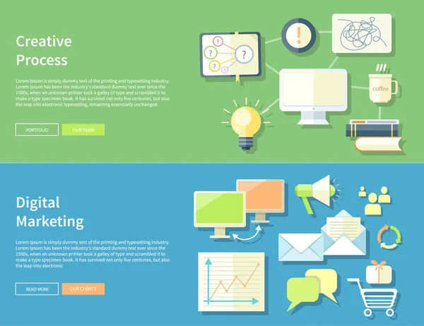 Creatieve proces en digitale Marketing Concept — Stockvector