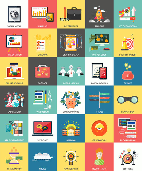 Set of business concepts icons