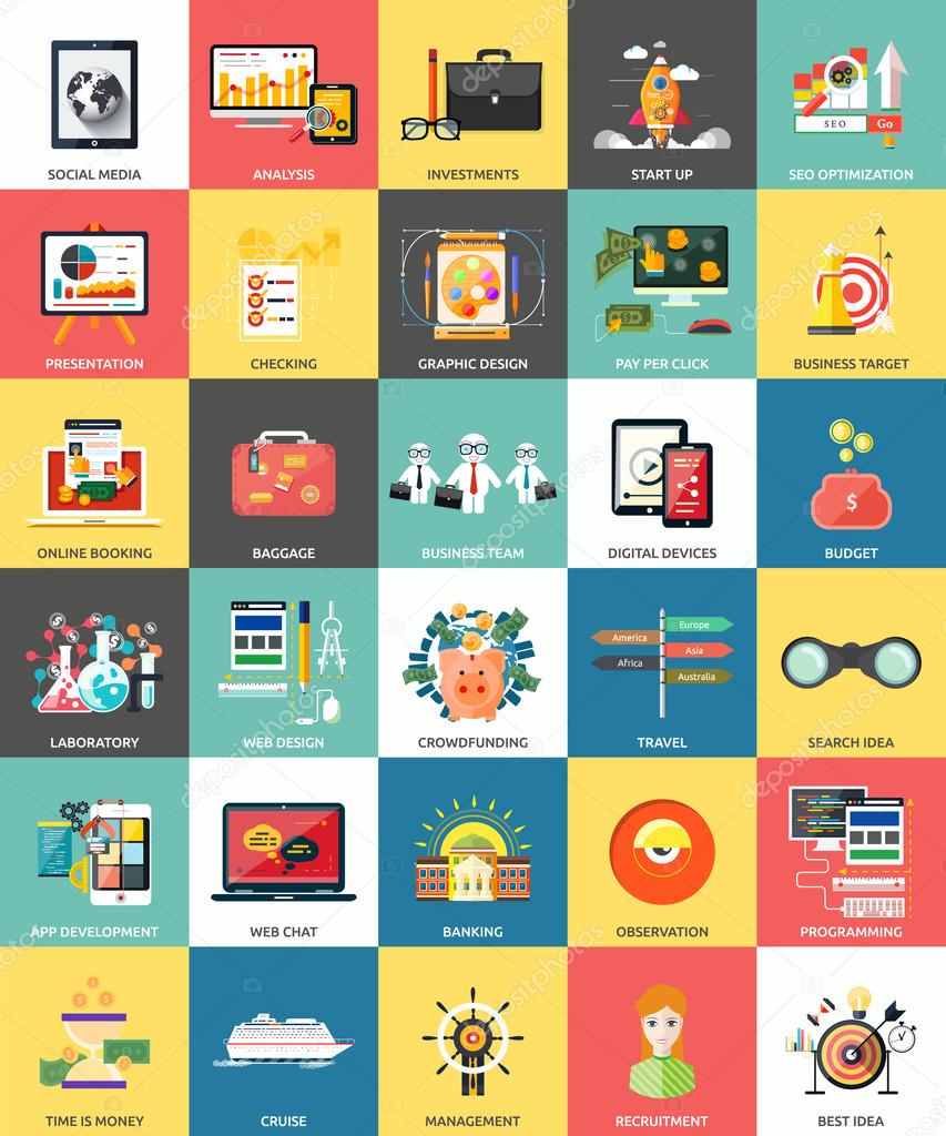 Set of business concepts icons