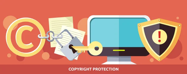 Concepto de protección del derecho de autor en Internet — Archivo Imágenes Vectoriales