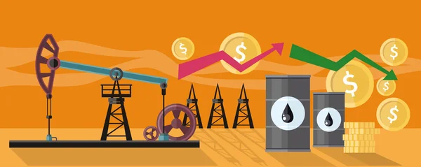 Variations graphiques de la production pétrolière — Image vectorielle