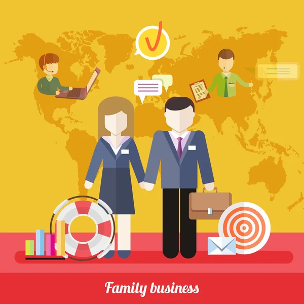 Balance Between Business Work and Family Life — Stock Vector