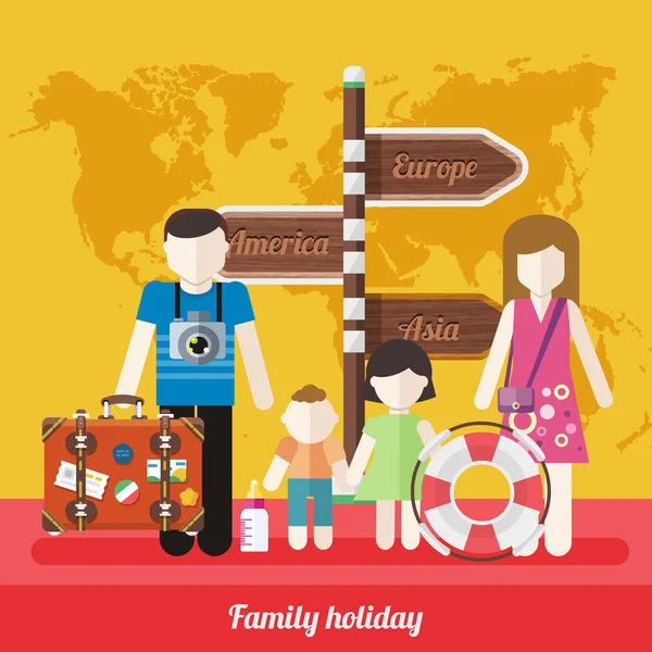 Happy Family Trip Traveling Holiday — Διανυσματικό Αρχείο