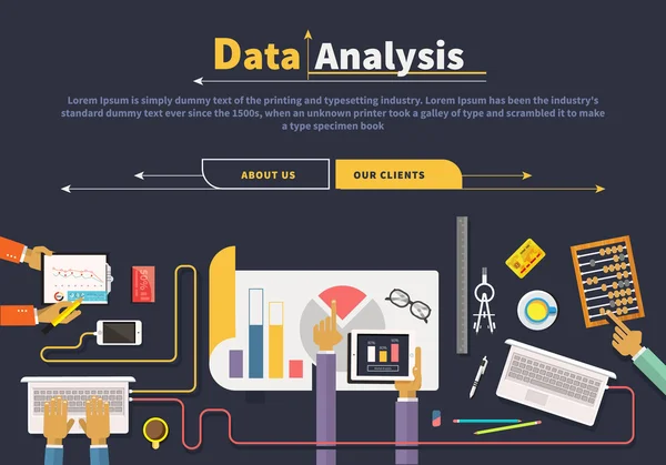 Concept of business. Data collection. Analysis — Wektor stockowy