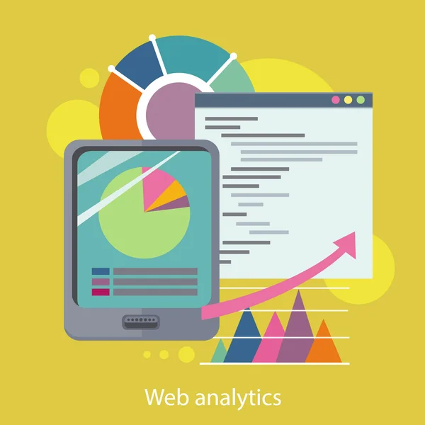 Écran de la tablette avec diagramme à secteurs par rapport au rapport — Image vectorielle