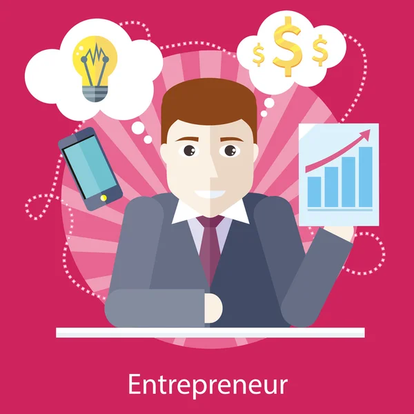 Entrepreneur Working on Freelance Project — Stock Vector