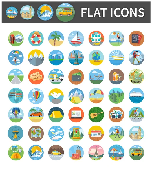 Icons of Traveling, Vacation, Tourism, Journey — Stock Vector