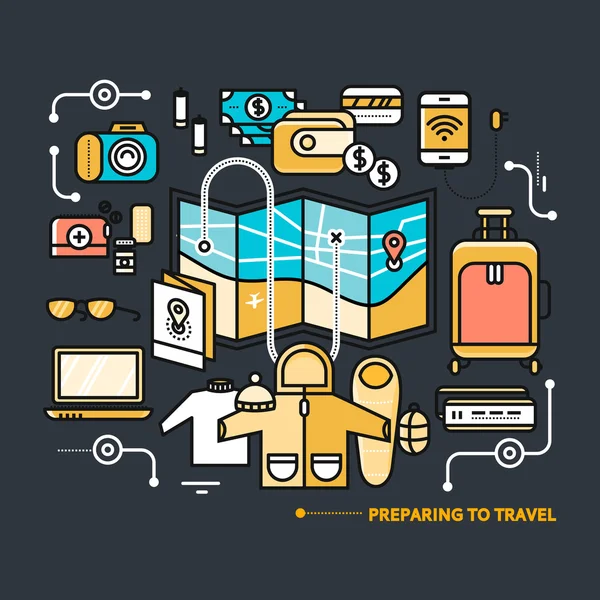 Preparing Travel Necessary What to Pack — Stock Vector