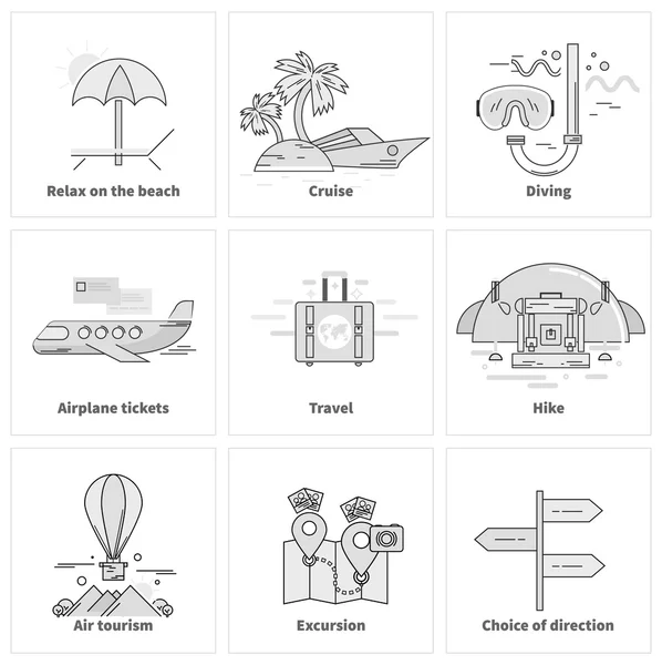 Traveling Vacation Journey Icons — 图库矢量图片