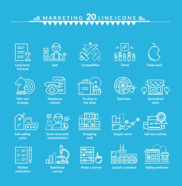 Thin Lines Icons Set of Marketing