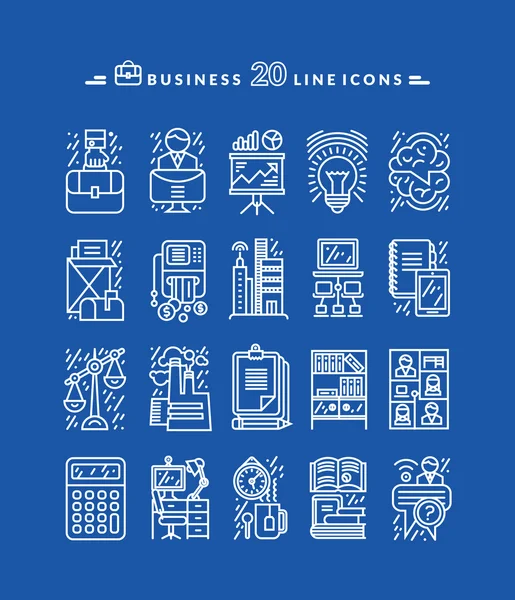 Set of White Business Icons — Stock Vector