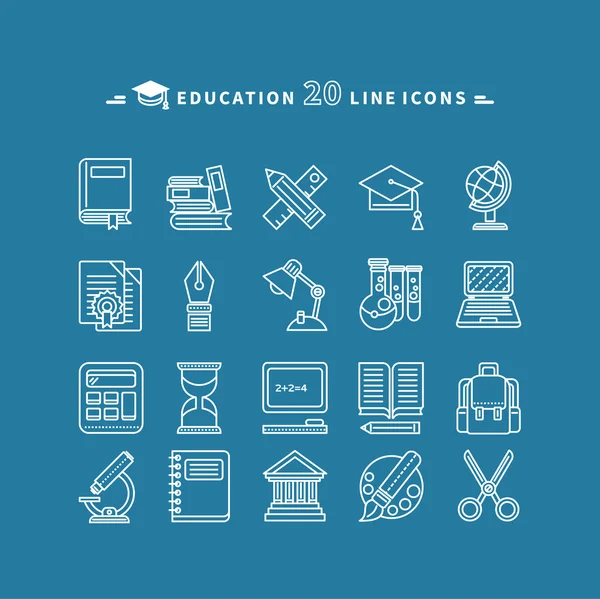 Set of Lines Education Icons — Διανυσματικό Αρχείο