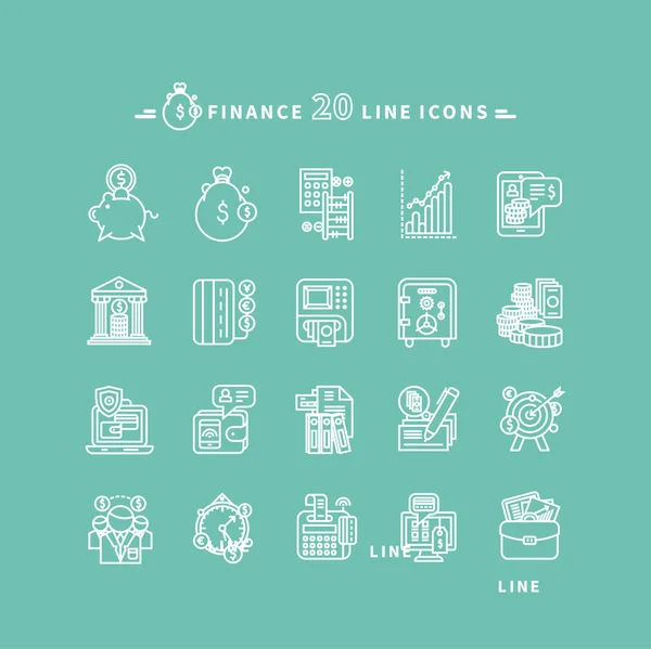 Set of Outline Finance Icons — Stok Vektör