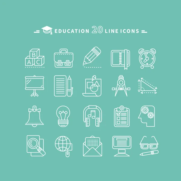 Set of Outline Education Icons — 스톡 벡터