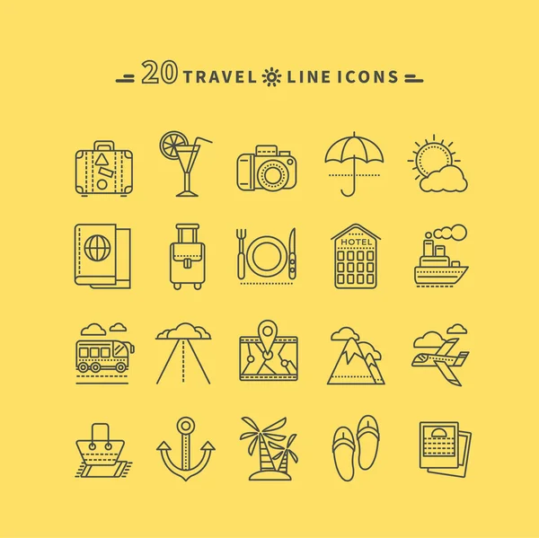 Set of Outline Travel Icons — Stock Vector