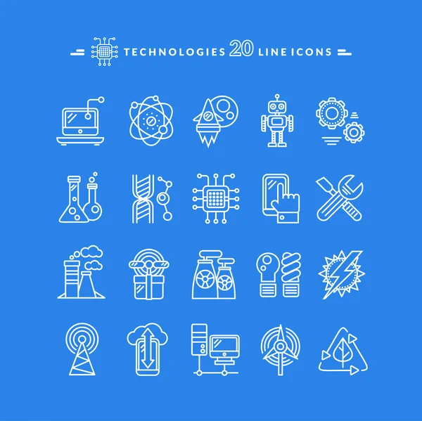 Technologies White Icons — 스톡 벡터