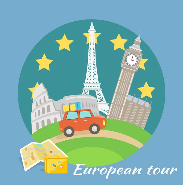 European Tour — Stock Vector