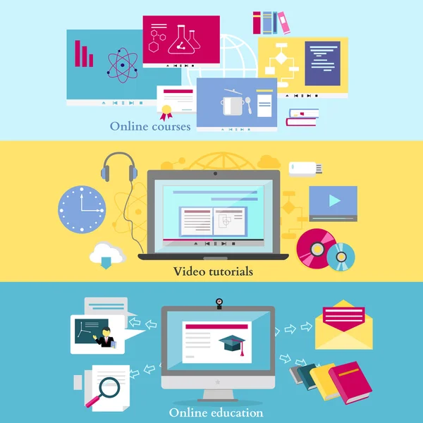 Concept d'enseignement et de formation à distance — Image vectorielle