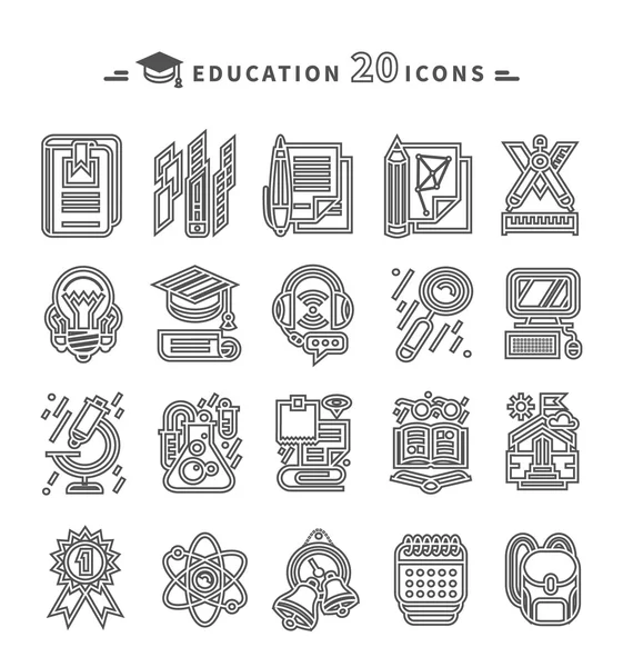 Iconos de la educación sobre fondo blanco — Vector de stock