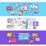 Data analysis flat line illustration Stock Vector Image by ©bloomua ...